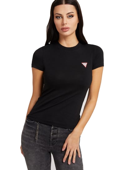 Guess Koszulka Damska T-Shirt Ss Cn Mini Triangle Black W1Yi0Zj1311 Jblk Xs GUESS
