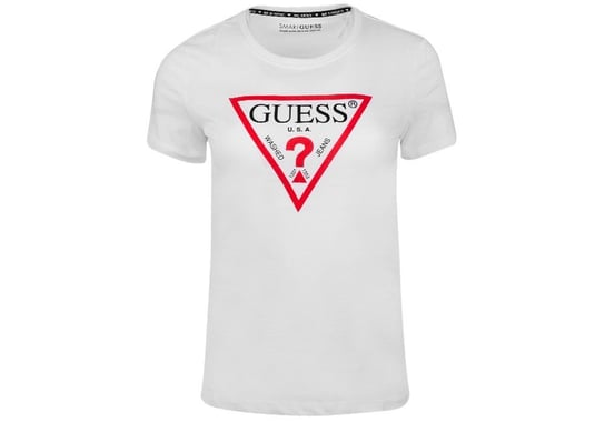 GUESS  KOSZULKA DAMSKA T-SHIRT SS CN ORIGINAL TEE WHITE W1YI1BI3Z11 G011 - Rozmiar: S GUESS