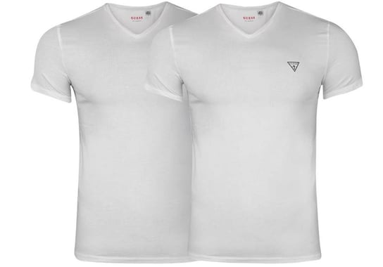 GUESS  KOSZULKA MĘSKA T-SHIRT CALEB HERO V NECK S/S 2PACK WHITE U97G03JR003 A009 - Rozmiar: L GUESS