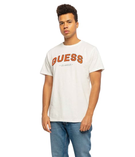 Guess Koszulka Męska T-Shirt College Logo Tee Ecru M1Yi79R9Xf0 G011 M GUESS