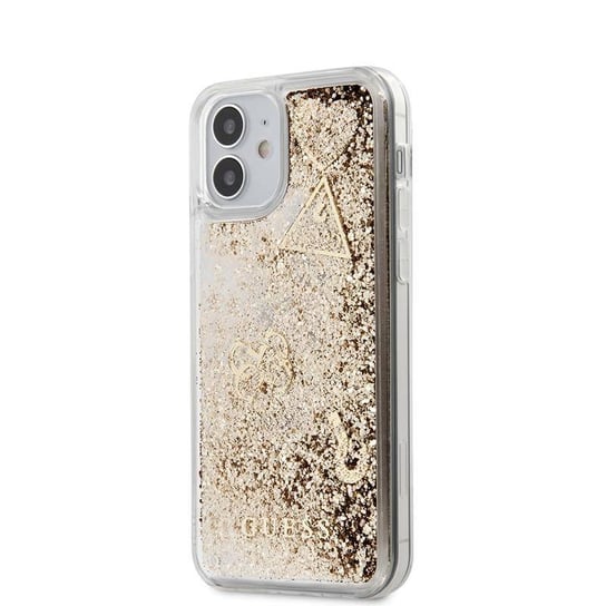 Guess Liquid Glitter Charms - Etui iPhone 12 Mini (złoty) GUESS