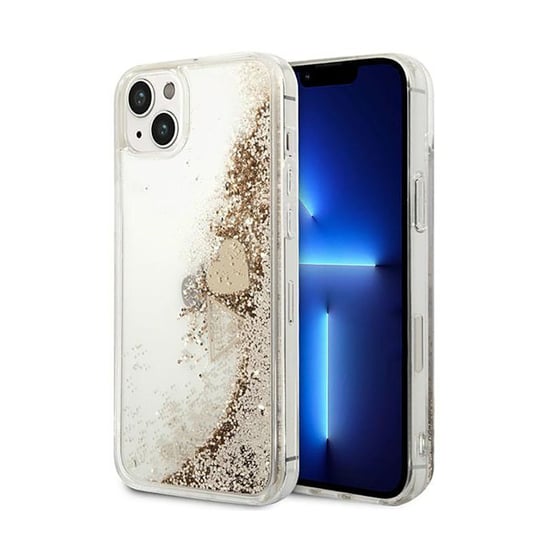 Guess Liquid Glitter Charms - Etui iPhone 14 Plus (złoty) GUESS