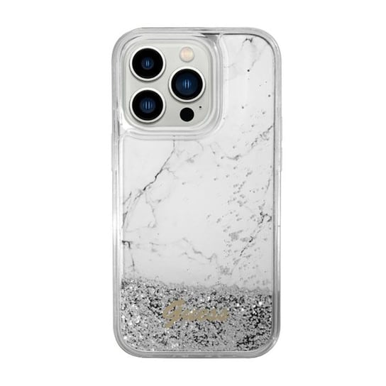 Guess Liquid Glitter Marble - Etui Iphone 14 (Biały) GUESS
