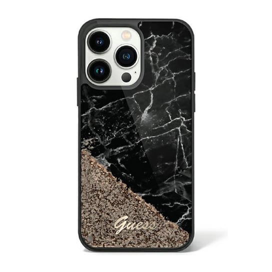 Guess Liquid Glitter Marble - Etui Iphone 14 Pro (Czarny) GUESS