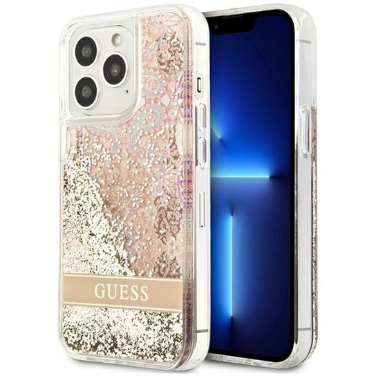 Guess Liquid Glitter Paisley - Etui iPhone 13 Pro Max (złoty) GUESS