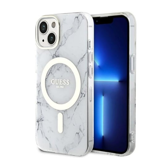 Guess Marble Magsafe - Etui Iphone 14 (Biały) GUESS