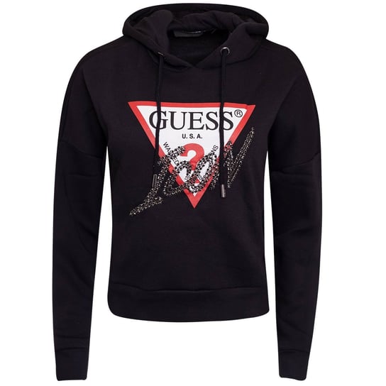 Guess Ocieplana Bluza Damska Z Kapturem Hoody Icon Sweatshir Czarna W2Bq17Kb683 Jblk Xs GUESS