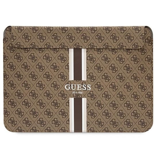 Guess Sleeve Etui Pokrowiec Do Laptopów 14" Brązowy/ Brown 4G Printed Stripes GUESS