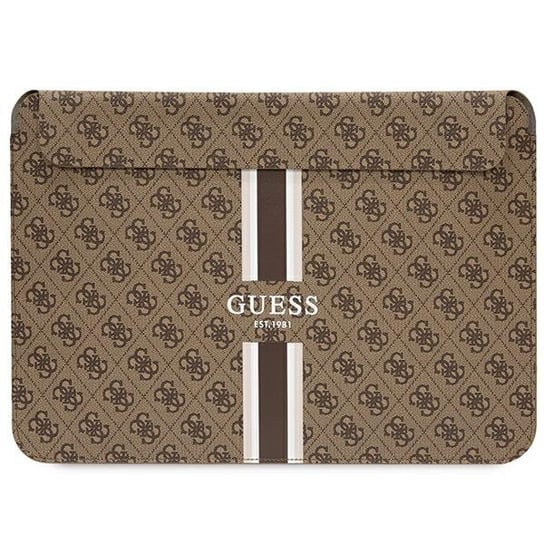 Guess Sleeve Etui Pokrowiec Do Laptopów 16" Brązowy/ Brown 4G Printed Stripes GUESS