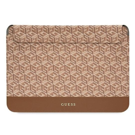 Guess Sleeve Etui Pokrowiec Na Laptop 16" / Macbook Pro 15 / 16 - Brązowy/Brown Gcube Stripes GUESS