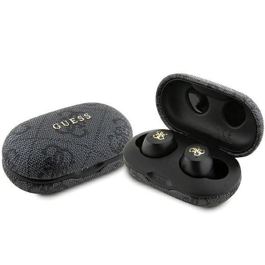 Guess słuchawki Bluetooth GUTWSP4EGK TWS ENC 4G PU METAL LOGO czarne GUESS