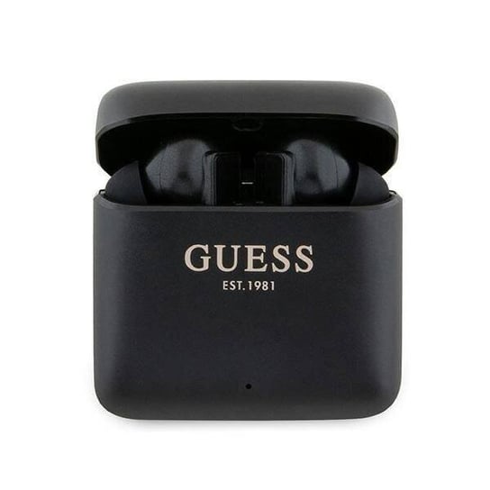 Guess Słuchawki Bluetooth Gutwssu20Alegk Tws + Stacja Dokująca Czarny/Black Printed Logo GUESS