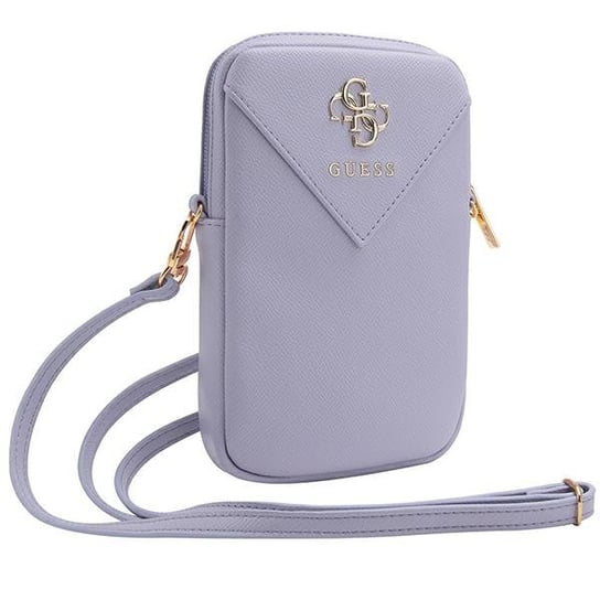 Guess Torebka etui na telefon pokrowiec obudowa wsuwka +pasek na ramię szyję - fioletowy/purple Zip Triangle 4G GUESS