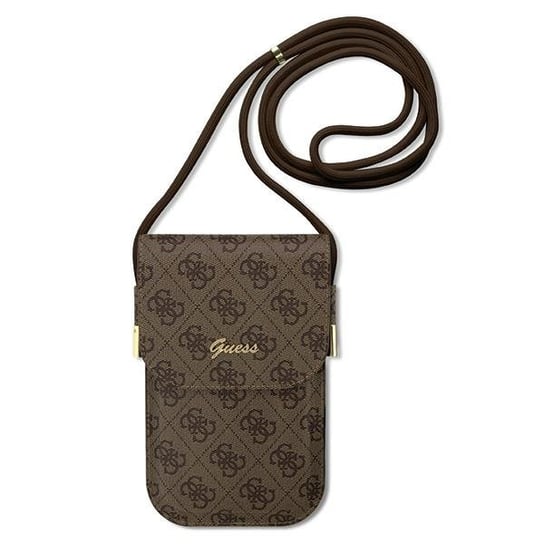 Guess Torebka Etui Pokrowiec + Smycz Guowbp4Snsw Brązowy/Brown 4G Metal Script Logo GUESS