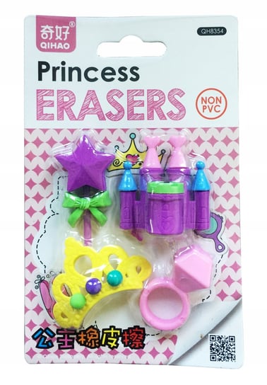 GUMKI do ścierania mazania PRINCESS zestaw gumek korona pierścionek zamek Jelly Pens