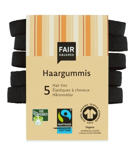 Gumki do włosów, certyfikowane Fair Trade, 5szt, Fair Squared Fair Squared