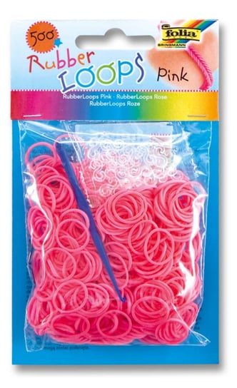 Gumki do zaplatania kolorowe 500 szt. +szydełko Folia Różowy Folia