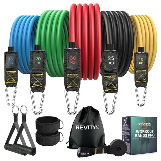 Gumy Oporowe /Revity/Taśmy Zestaw 5 Gum Do Ćwiczeń Workout Bands +Plan Treningowy Pdf REVITY