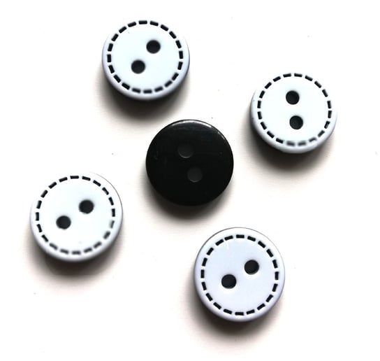 Guziki biało-czarne, 12,5 mm, 5 sztuk Tip-Top
