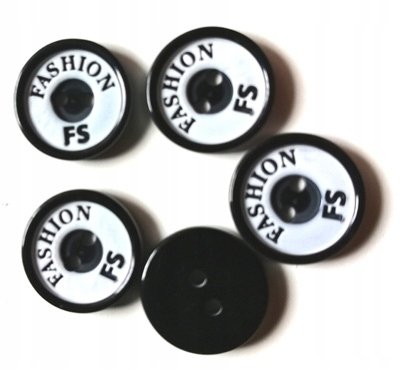 Guziki, biało-czarne, fashion, 12,5 mm, 5 sztuk Tip-Top