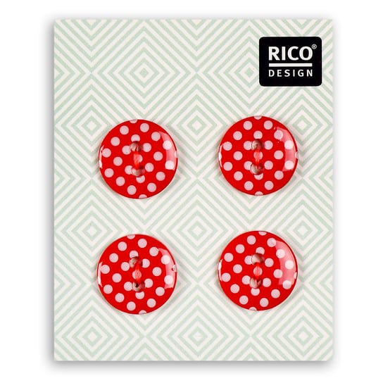 Guziki ozdobne, czerwone, kropki, 4 sztuki Rico Design GmbG & Co. KG