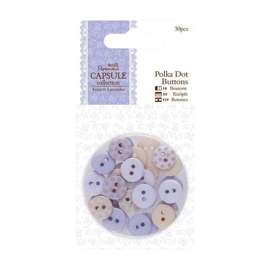Guziki Polka Dots, 30 sztuk, French Lavender Design Objectives