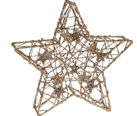 Gwiazda 14 Led Ozdoba Bożnarodzeniowa Metalowa Ze Złotym Wykończeniem 28,5X7,5X28,5 Cm Na Baterie Hurtowniak