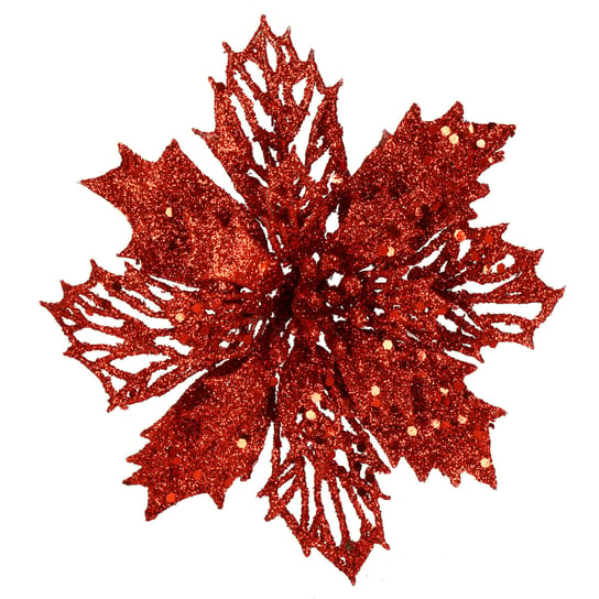 Gwiazda betlejemska 14-16 cm czerwona z brokatem poinsecja ozdoba świąteczna Springos