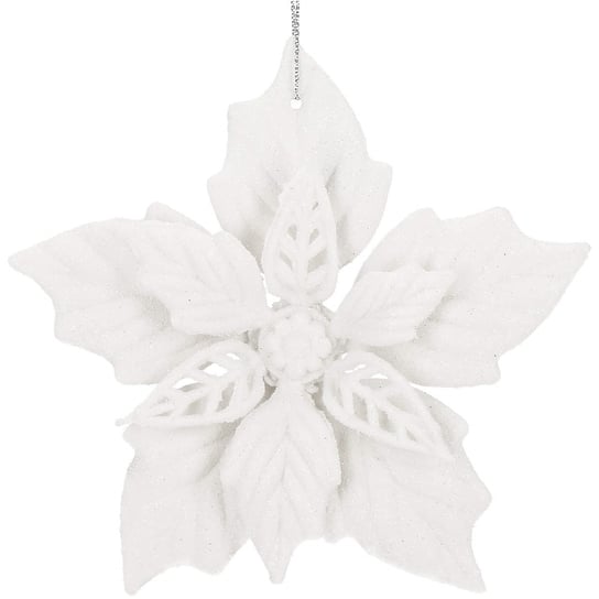 Gwiazda betlejemska biała z brokatem ozdoba choinkowa poinsecja sztuczny kwiat Springos
