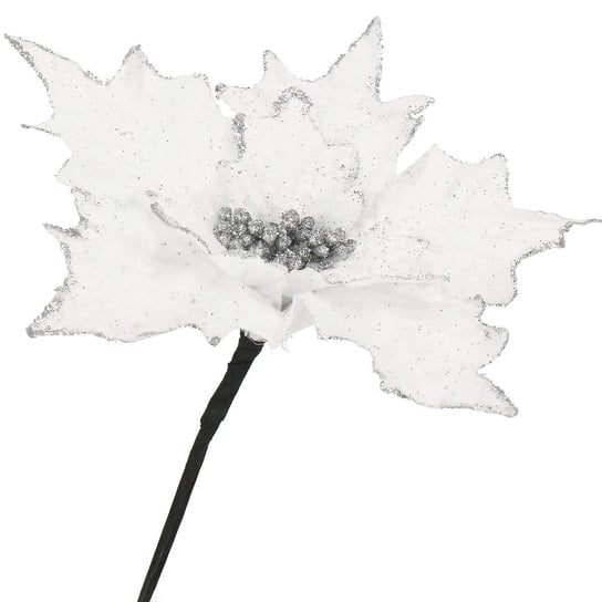 Gwiazda betlejemska biała z brokatem poinsecja sztuczny kwiat Springos