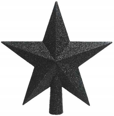 Gwiazda czubek na choinkę brokat 19cm czarna Kaemingk