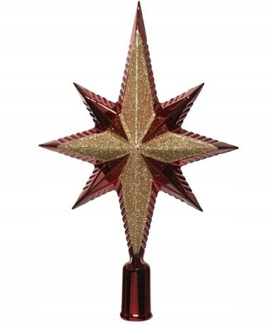Gwiazda czubek na choinkę brokat 25cm bordowy Kaemingk
