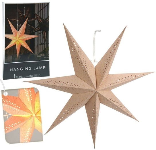Gwiazda świecąca welurowa beżowa świąteczna wisząca dekoracyjna ozdobna lampa 60 cm Home Styling Collection