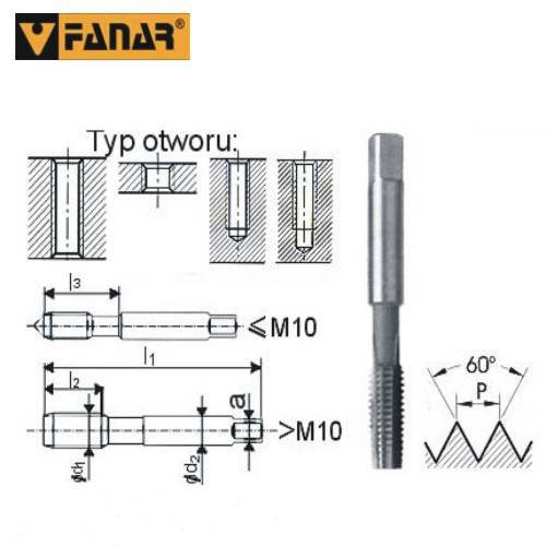 Gwintowniki ręczne FANAR 2-sztukowe ngmm/2 3,00x0,50 hss FANAR