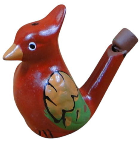 Gwizdek - ptaszek ceramiczny - kolorowy ptaszek czerwony Artfolk