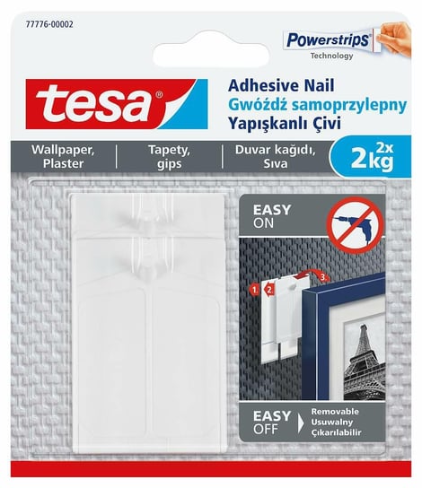 Gwóźdź Samoprzylepny do Obrazów Tesa Haczyk do Tynku Tapet 2 szt. 2kg TESA