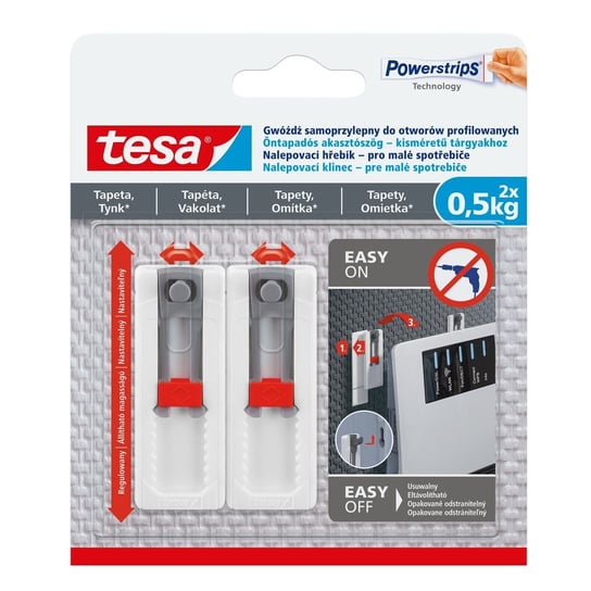 Gwóźdź Samoprzylepny Tesa do Otworów Profilowanych Tapeta Tynk 0,5kg, TESA