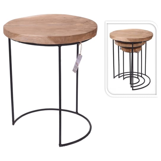 H&S Collection 3-częściowy stolik boczny, drewno tekowe i metal Home&Styling