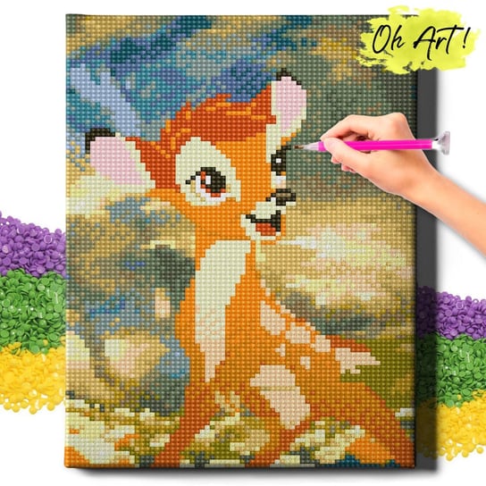 HAFT DIAMENTOWY 5D z RAMĄ Jelonek Bambi Diamond Painting Mozaika Dla Dzieci Zwierzęta Oh Art! Oh Art!
