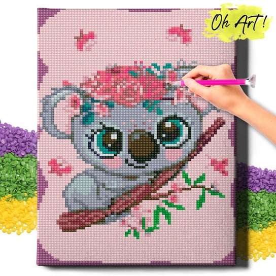 HAFT DIAMENTOWY 5D z RAMĄ Mała koala Diamond Painting Mozaika Dla Dzieci Zwierzęta Oh Art! Oh Art!