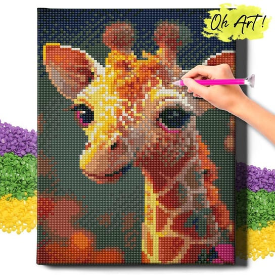 HAFT DIAMENTOWY 5D z RAMĄ Mała żyrafa Diamond Painting Mozaika Dla Dzieci Zwierzęta Oh Art! Oh Art!