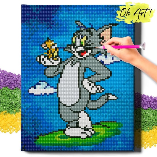 HAFT DIAMENTOWY 5D z RAMĄ Tom i Jerry Diamond Painting Mozaika Dla Dzieci Zwierzęta Oh Art! Oh Art!