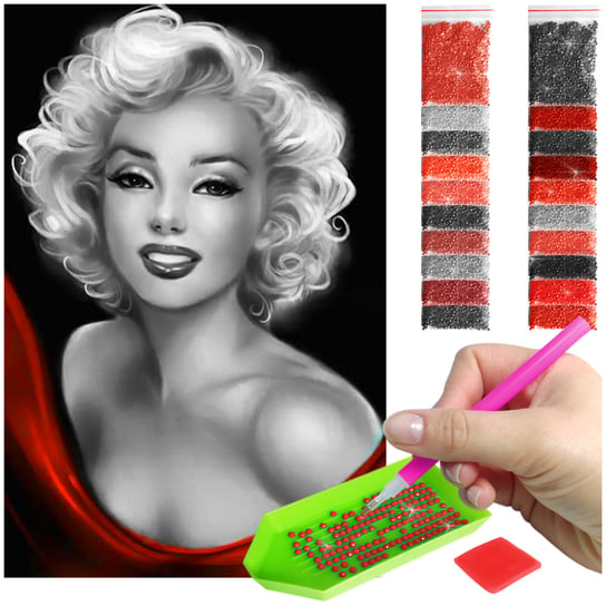 Haft Diamentowy ARTULIO, Obraz DIY 5D, Diamond Painting, Mozaika Diamentowa 40X60cm (Marilyn Monroe na czarnym tle) + Zestaw Akcesoriów Artulio