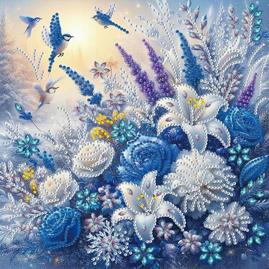 Haft Diamentowy Błękitny Ogród 30x30 cm Moments