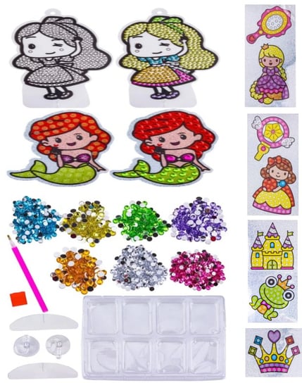 HAFT diamentowy BŁYSZCZĄCE OZDOBY naklejki zawieszki Księżniczki zabawki kreatywne plastyczne PakaNiemowlaka