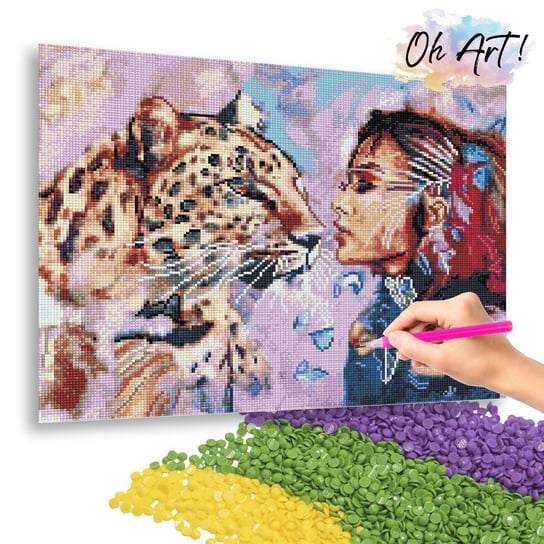 Haft Diamentowy Diamond Painting Mozaika 40X50 cm / Pani Z Leopardem / Oh Art Oh Art!
