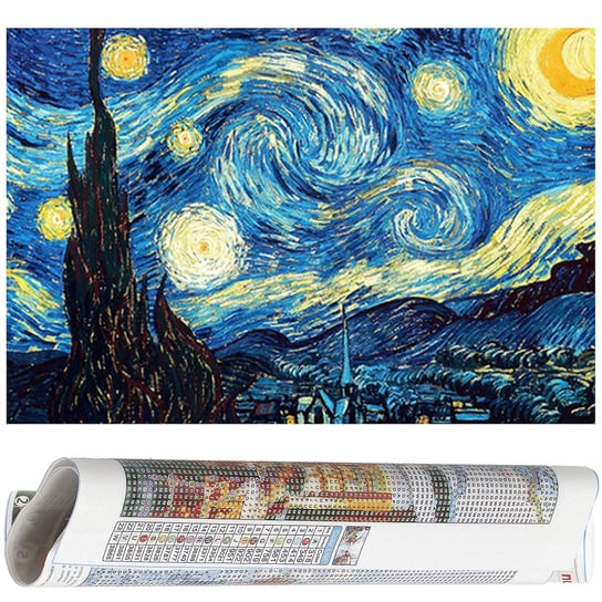 Haft diamentowy Gwiaździsta noc mozaika diamentowa Van Gogh 40x30 cm Springos