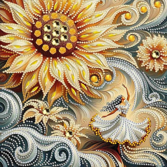 Haft Diamentowy Kobieta w Blasku Słonecznika 30x30 cm Moments