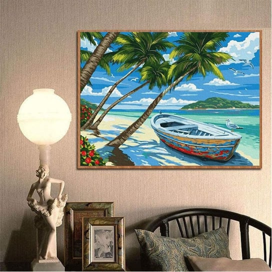 Haft Diamentowy/ Obraz 5D/ Mozaika Diamentowa/ Diamond Painting - tropikalna plaża, rozm. 40x50 cm Hedo
