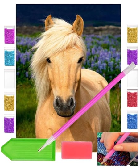 Haft diamentowy PIĘKNY KOŃ konie 30x40 OBRAZ duży zabawki kreatywne plastyczne PakaNiemowlaka